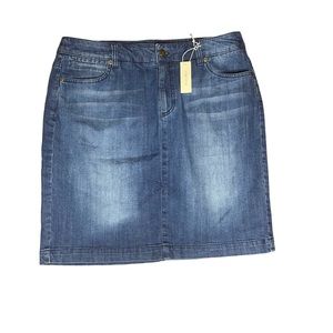 Jones New York sport stretch blue denim mini skirt size 10